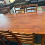 Solid Wooden Dining Table with 6 Chairs