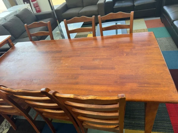 Solid Wooden Dining Table with 6 Chairs