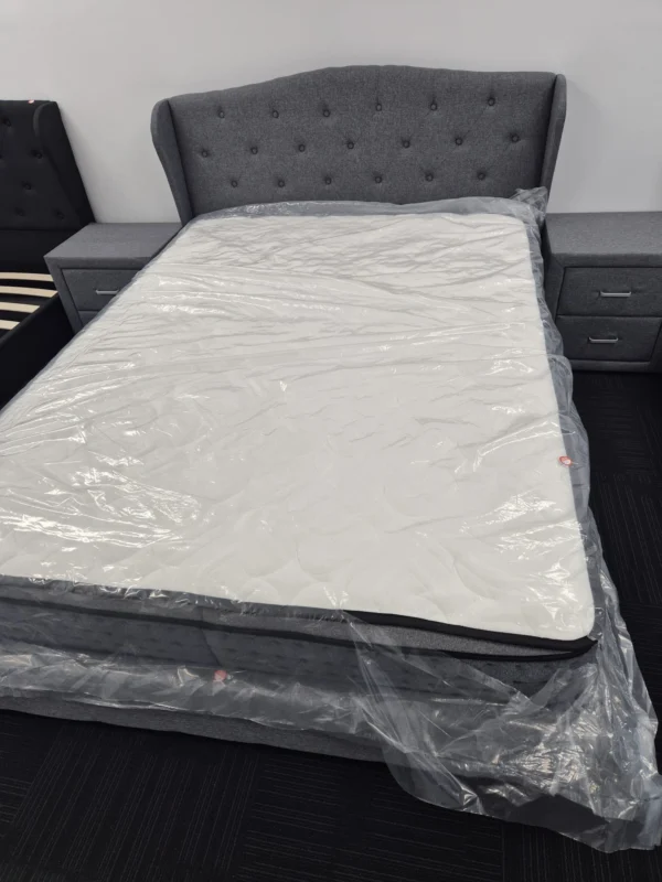 Grey Double Bed Set with side table