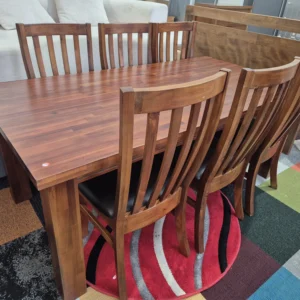 Solid Wooden Dining Table with 6 Comfy Chairs