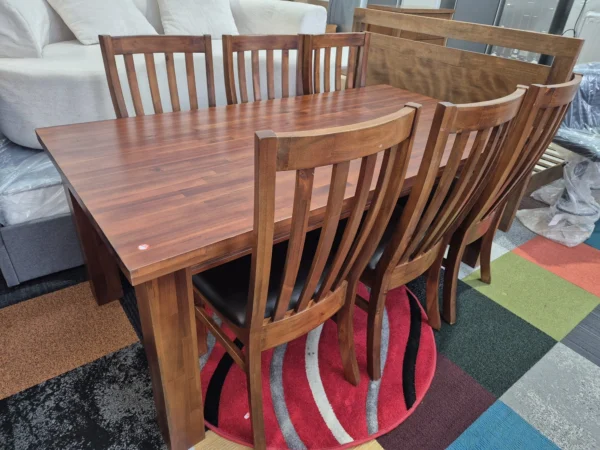 Solid Wooden Dining Table with 6 Comfy Chairs
