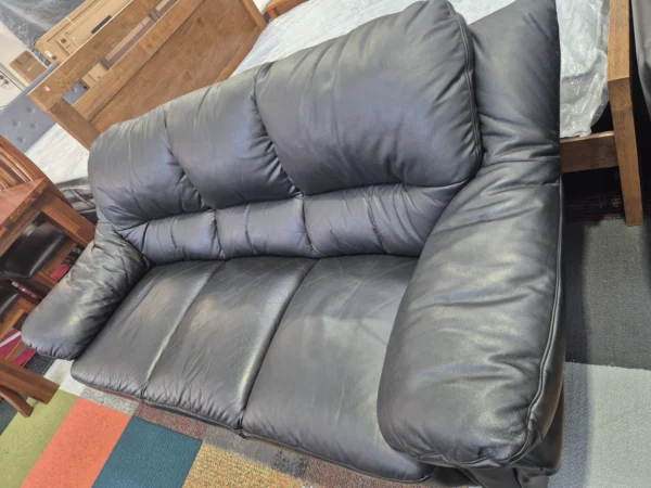 Black Leather 3+3 Seater Sofa like new