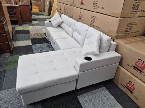 Brand New Beige L Shape Sofa with cup holder