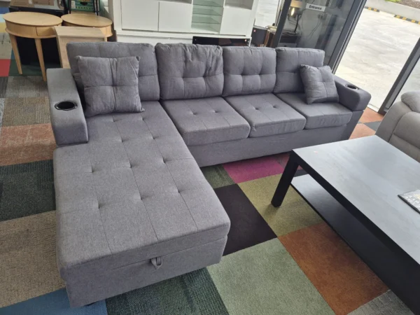 Brand New Grey L Shape Sofa 5 Seater with Chaise