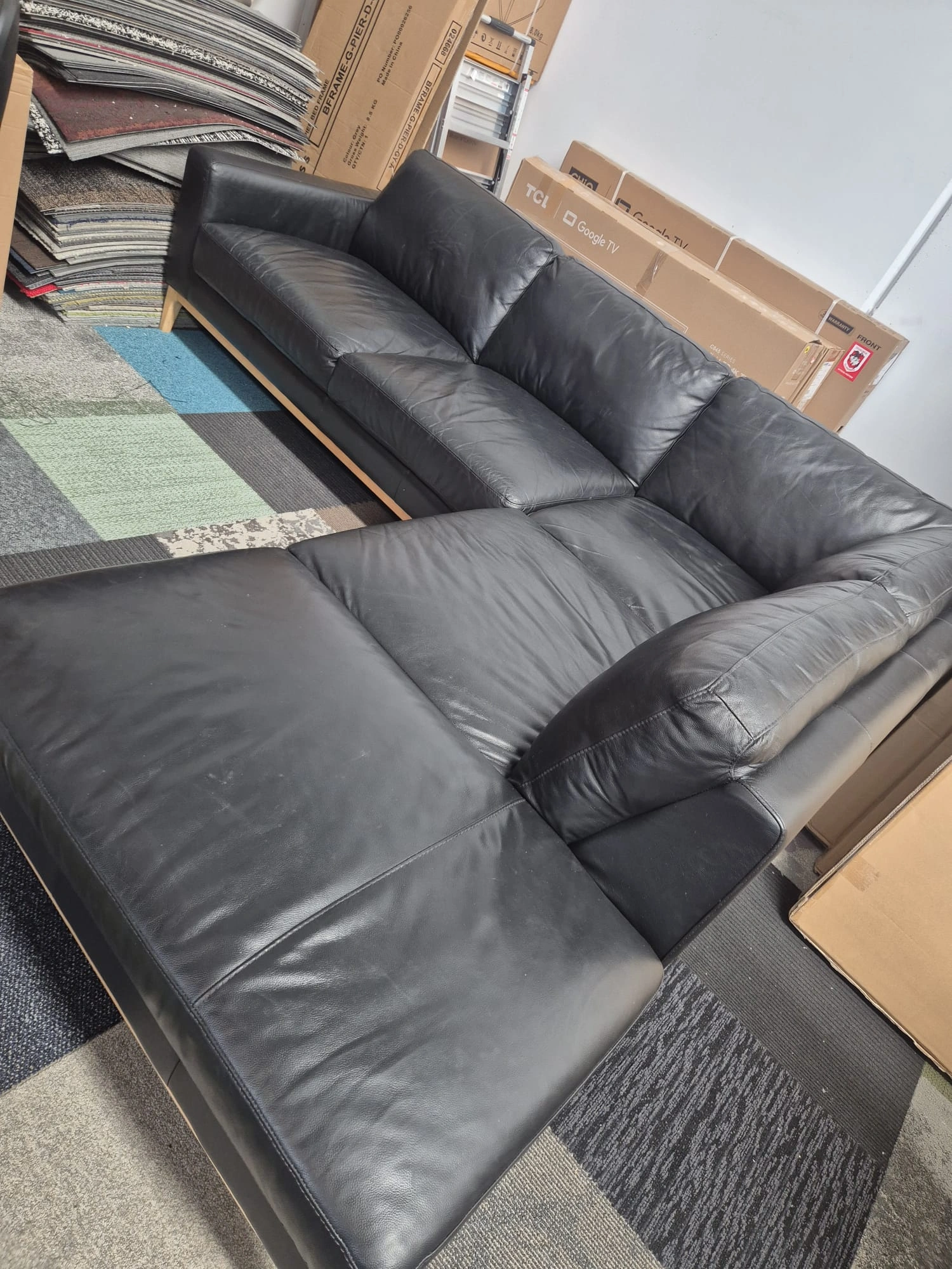 L Shape Leather Couch - Like New