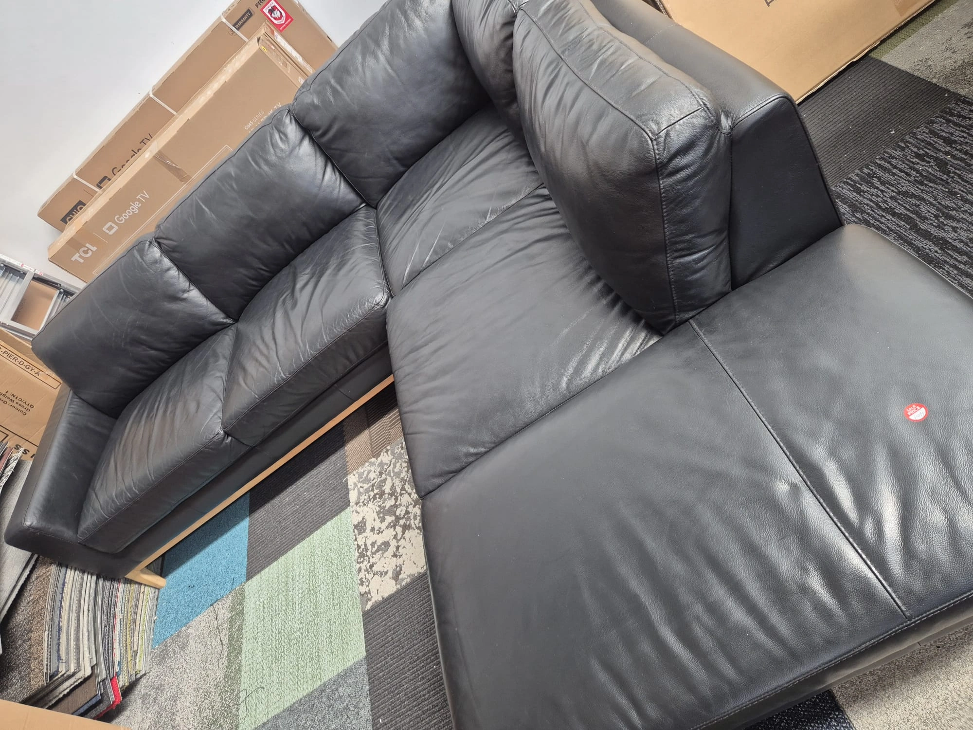 L Shape Leather Couch - Used Like New