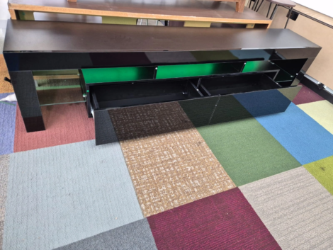 New Black TV Unit with LED Lights Modern Entertainment Stand