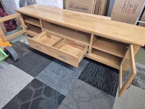 Solid Wooden TV Unit 210cm Wide Used Like New