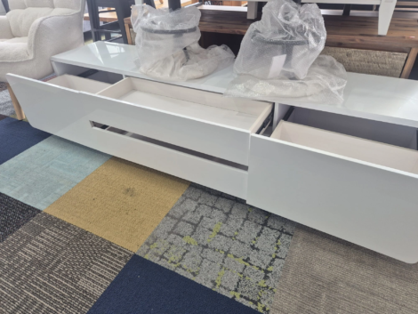Modern White TV Unit Used Like New
