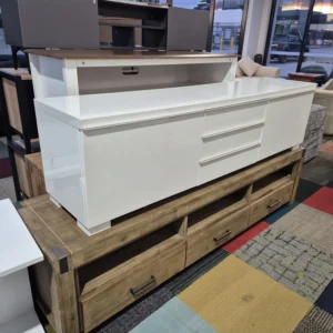 Contemporary White TV Unit – Used Like New